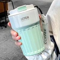 Insulated Cup Women's Portable Double-Layer Stainless Steel Vacuum Insulated Cup Office Coffee Cup Gradient Color Simplicity Cup