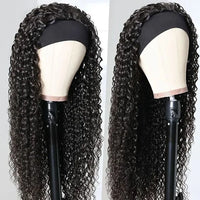Kinky Curly Headband Human Hair Wig No Glue Brazilian Human Hair Wig Deep Curly Headband Wig for Women Human Hair Wig