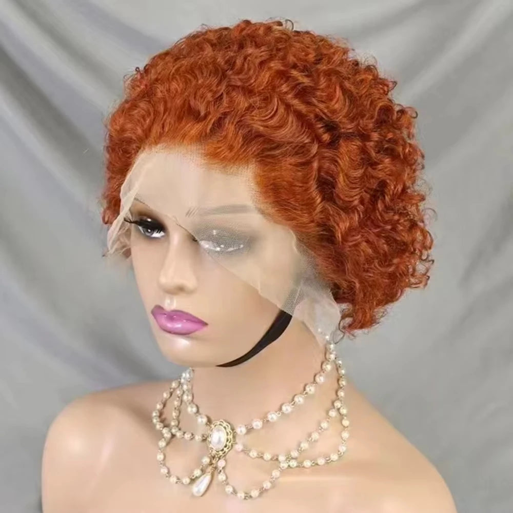 Pixie Curls 100% Human Hair 13x4 Lace Frontal Wigs Pixie Cut Short Bob Human Hair Wig Transparent Lace Front Human Hair Wig
