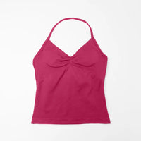 NCLAGEN Longline Strappy Top Sports Women's Yoga Vest With Built In Bra Fitness Top Gym Beautiful Back Running Workout Halter