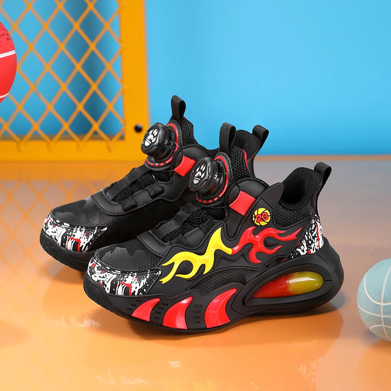 A pair of children's four-season leather high-top basketball shoes, wear-resistant basketball shoes, size 28-39，JT-2825
