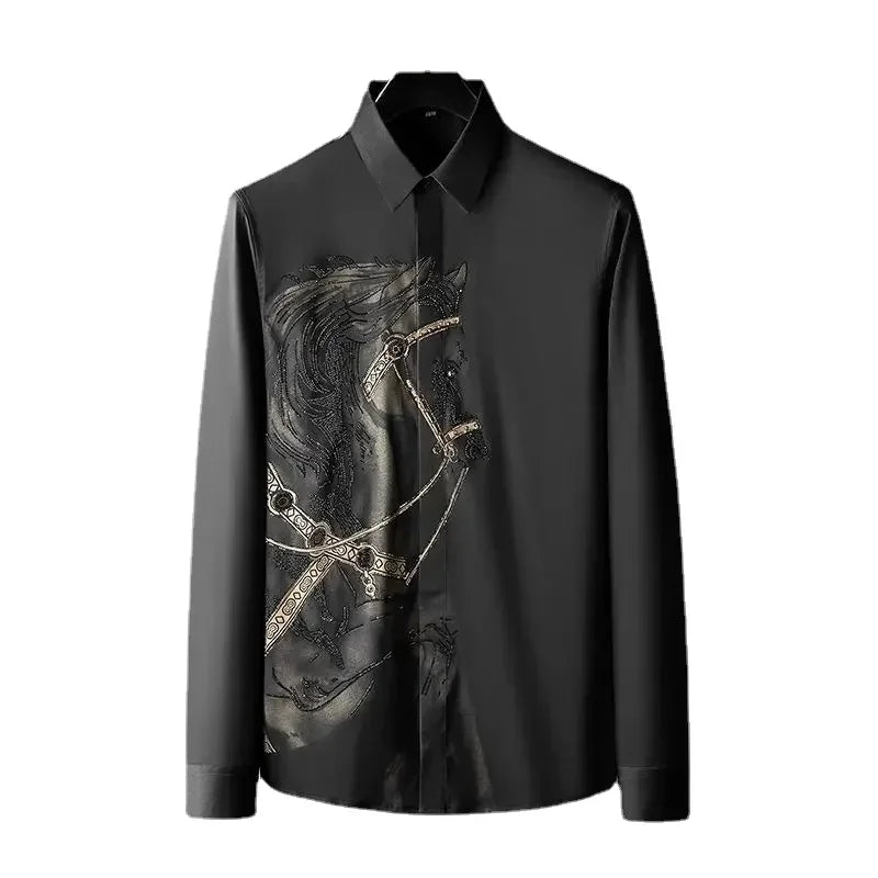 Shirts for Men Long Sleeve Printed Funny with Print Man Shirt Button Up Sleeves Fashion 2025 Elegant Hipster High Quality Luxury