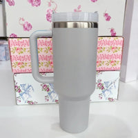 Stainless Steel Vacuum Insulated Car Cup with Dual Straw Lid, Thermal Icy Travel Handle 40oz New