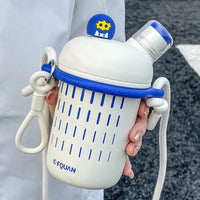 Cartoon Cute Stainless Steel Insulation Water Bottle Outdoor Double Drink Thermos Cup Portable Children Vacuum Straw Thermal Cup