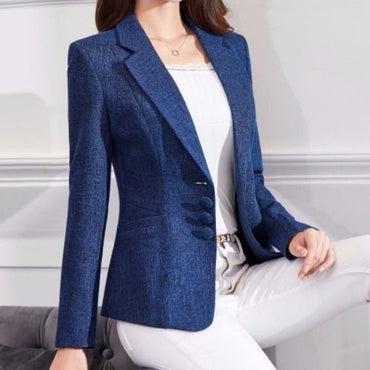 Elegant Women Autumn Blazer Casual Long Sleeve Professional Fashion Office Lady Business Slim Single Breasted Coats New