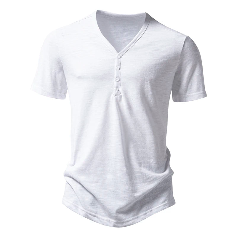 Mens Summer T-shirts Short Sleeve Buttons Men Cotton Henry Tees Shirts Light Male Henley T shirt Shirt T Casual Man Tshirts T62