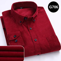 100% Cotton Men's Corduroy Shirts Long Sleeve Casual Regular Fit Business Dress Shirts  Man Comfortable Pocket Clothes 7XL 6XL