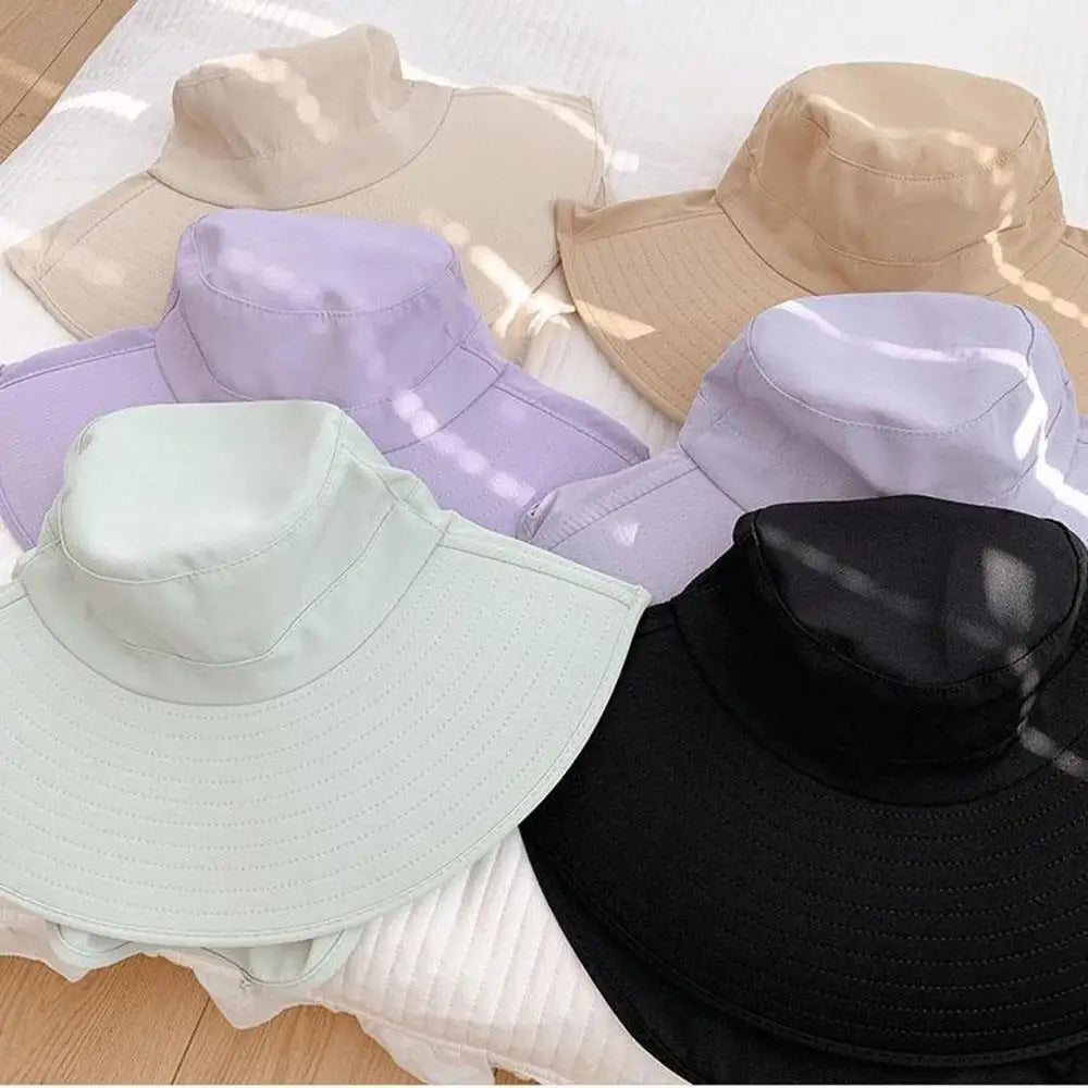 Sun Hat For Women With Neck Flap UPF 50+ UV Protective Hiking Beach Shawl Sunscreen Cap Wide Brim Ponytail Travel Fisherman Hat