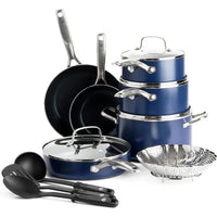 Blue Diamond Cookware Diamond Infused Ceramic Nonstick, 14 Piece Cookware Pots and Pans Set, PFAS-Free, Dishwasher Safe
