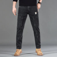 Fashion Print Six-Pocket Jeans Small Straight Cut Style Men's Casual Comfortable Fit Clothing