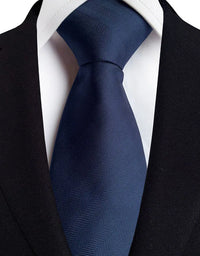 Luxury Men's Necktie 8cm Navy Blue Color Tie Jacquard Neck Ties for Man Business Wedding Party Gift