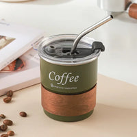 Stainless Steel Insulated Cup Beer Mug with Lid 300ml Reusable Water Bottle Multifunction Coffee Cup with Straws for Camping