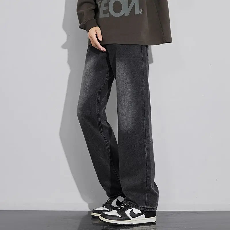 Jeans Men Wide Leg Explosive Jeans Male Loose Straight Denim Pants 2025 Autumn Harajuku Vintage Blue Trousers Streetwear Clothes