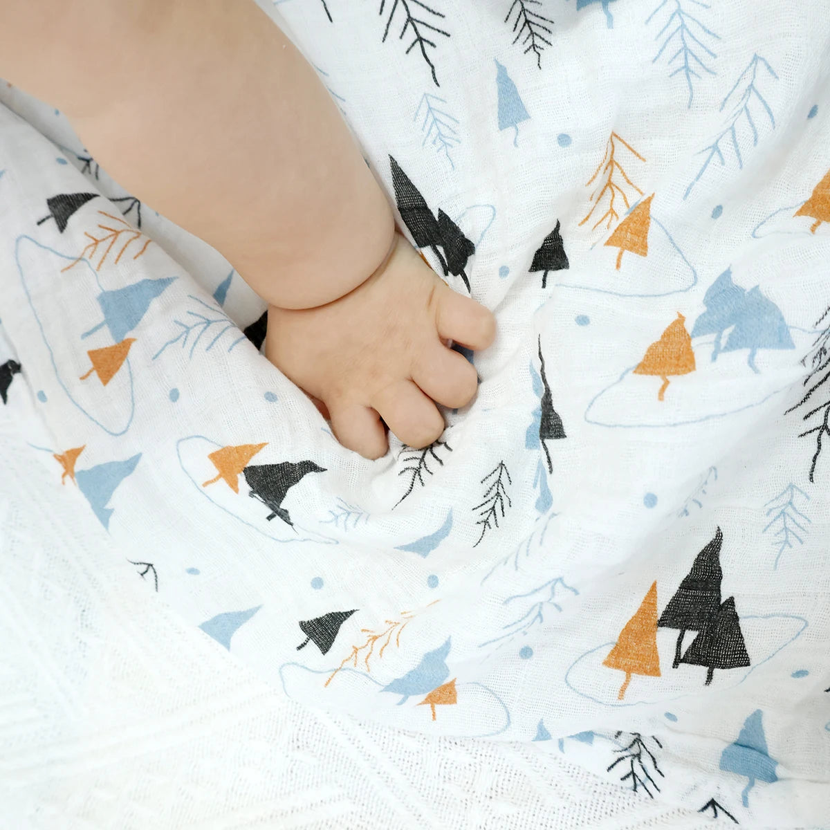 HappyFlute Baby Muslin Swaddle 100% Cotton Summer Soft Cute Print Baby Blanket 120*110CM