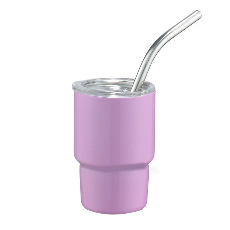 Stainless Steel Car Cup Double Wall Insulated Travel Mug Mini Tumblers with Straw & Lid Portable Coffee Cup Drinkware