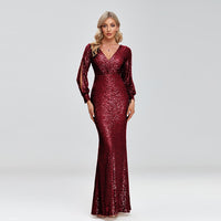 2023 Sexy New Women Elegant V-neck Mermaid Evening Dress Floor Length Formal Prom Party Gown