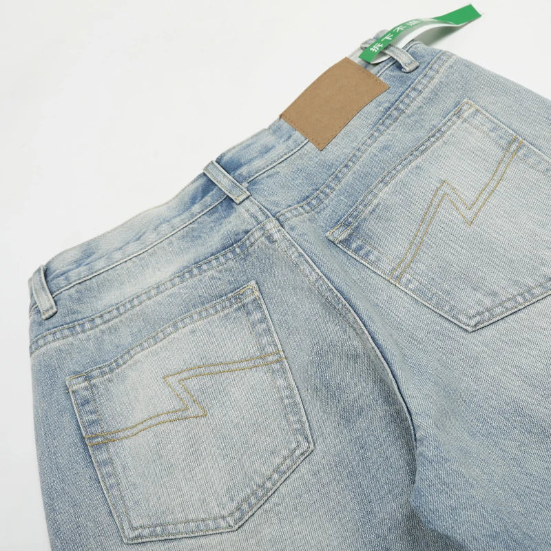 Spring Summer New Fashion Casual Hip Hop Softened Denim Straight Leg Pants High Street Men Women Loose Comfortable Jeans