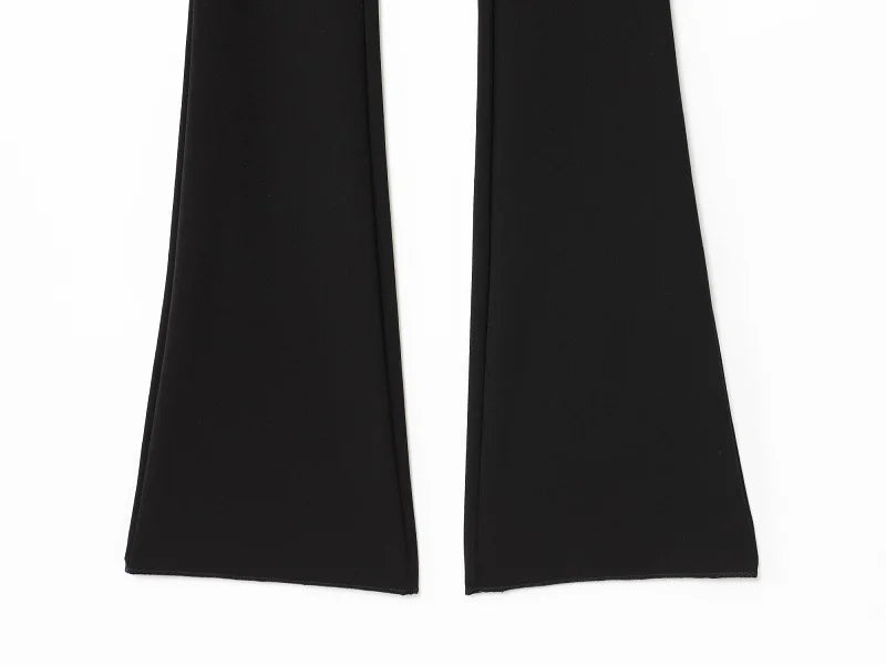 MUJER Black Flare Pants Sets for Women 2 Pieces High Waist Trousers Suits Woman Outfit off Shoulder Halter Top Female Lady Sets