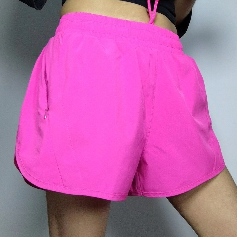 High Flexibility Running Shorts Summer Hot Pants Workout Sports Side Pocket Yoga Womenshorts Gym Cycling Fitness Clothing