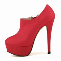 Autumn Winter Women Boots Fashion Sexy Stilettos 14cm Round Toes High Heels Ladies Platform Pumps Leather Party Shoes Large Size
