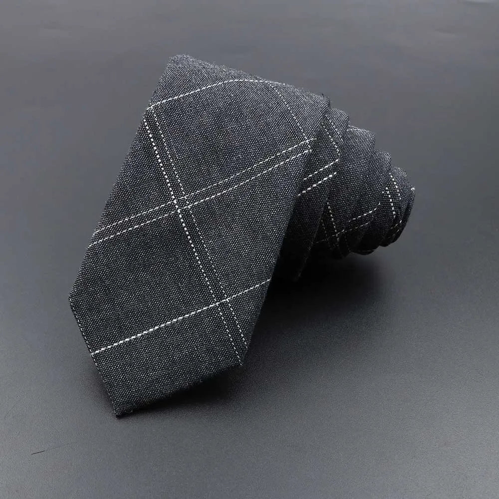 High Quality Plaid Striped Cotton Handmade Tie Men Necktie Narrow Collar Slim Casual Ties Business Party Suit Accessories Gift
