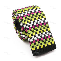 Novelty Chic Knitted Ties For Men Women Red Green Grey Woven Necktie Plaid Geometric Pattern Skinny Slim Narrow Winter Cravat