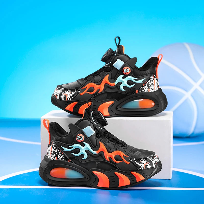 A pair of children's four-season leather high-top basketball shoes, wear-resistant basketball shoes, size 28-39，JT-2825