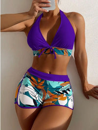 2026BHalter Bikini Set Short Swimsuit Women High Waist Swimwear Female Printed Bathers Swimming Bathing Swim Suit BeachwearNew