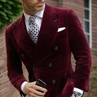 Velvet Double Breasted Blazer for Men Dinner Party Italian Style Smoking Prom Jacket Elegant Jacket for Wedding Party