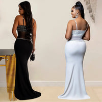 Fashion Women's Hot Diamond Mesh Dresses Summer New Sexy Transparent Lace Party Elegant Female Maxi Dress 2025