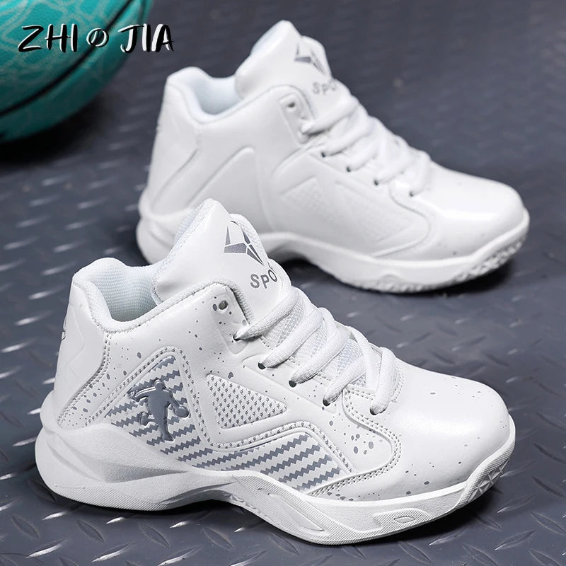 Youth Basketball Shoes Outdoor Non slip Durable Sports Shoes Boys Spring and Autumn Fashion Trend Leather Sneaker