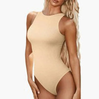 OMSJ Base Solid Sleeveless Tank Top Bodysuit For Women Summer Hot Girl Tight Sexy Casual Ribbed O Neck Romper Daily Clothes 2023