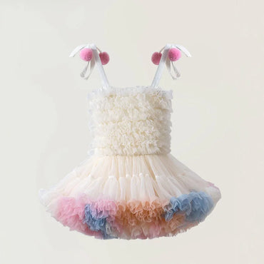 New High Quality Baby Girl Clothes Cute Fluffy Mesh Halter Baby Dress Sweet Princess TUTU Cake Dress Birthdays Clothes For Girls