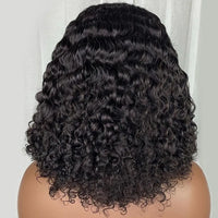 Glueless Wig 12A Short Bob Wig Deep Wave Human Hair Wigs Water Wave Frontal Wig Kinky Curly Bob Lace Front Wig Transparent Wigs