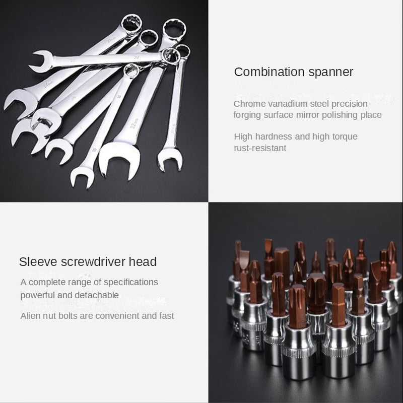 Auto Repair Toolbox Set Multifunctional Socket Wrench Set Combination Sleeve Ratchet Wrench Hand Car Repair Hardware Toolbox