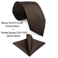 U27 Brown Houndstooth Necktie Set Handmade Wedding Fashion Extra Long Size Classic Ties for Mens Hanky