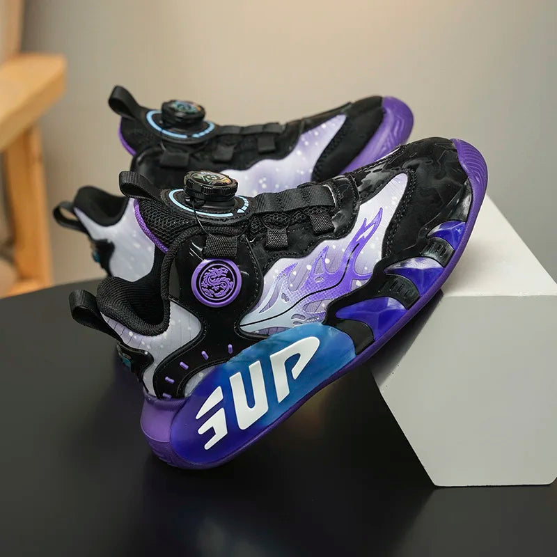 A pair of children's four-season leather basketball shoes, soft and comfortable multi-color sneakers, sizes 31-40，KT-NB-2507