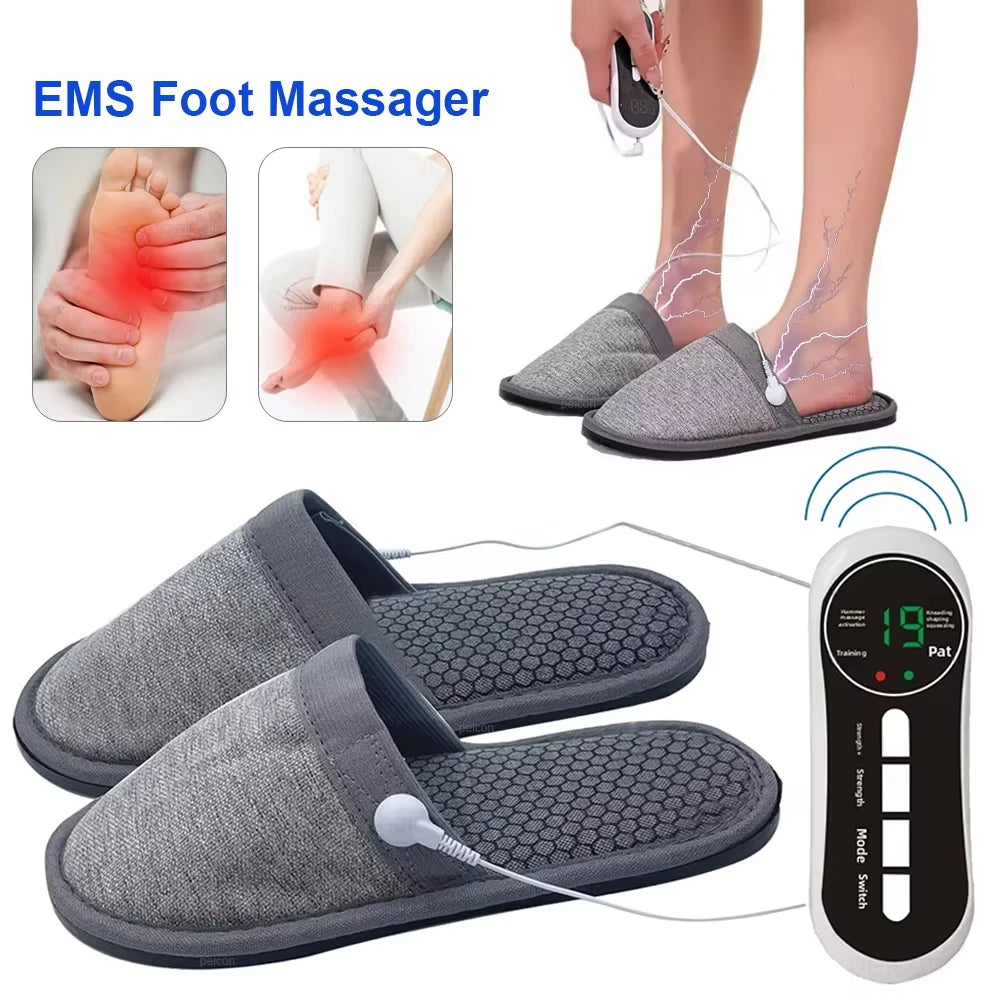 EMS Foot Massager Slippers Electric Feet Massage Shoes with Remote Control Pulse Muscle Stimulator Foot Massager to Relieve Pain