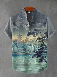 2025 3D Printed Linen Shirt Summer Casual Men's Button Short Sleeved Top Street Fashion Retro Shirt Roupa Masculina