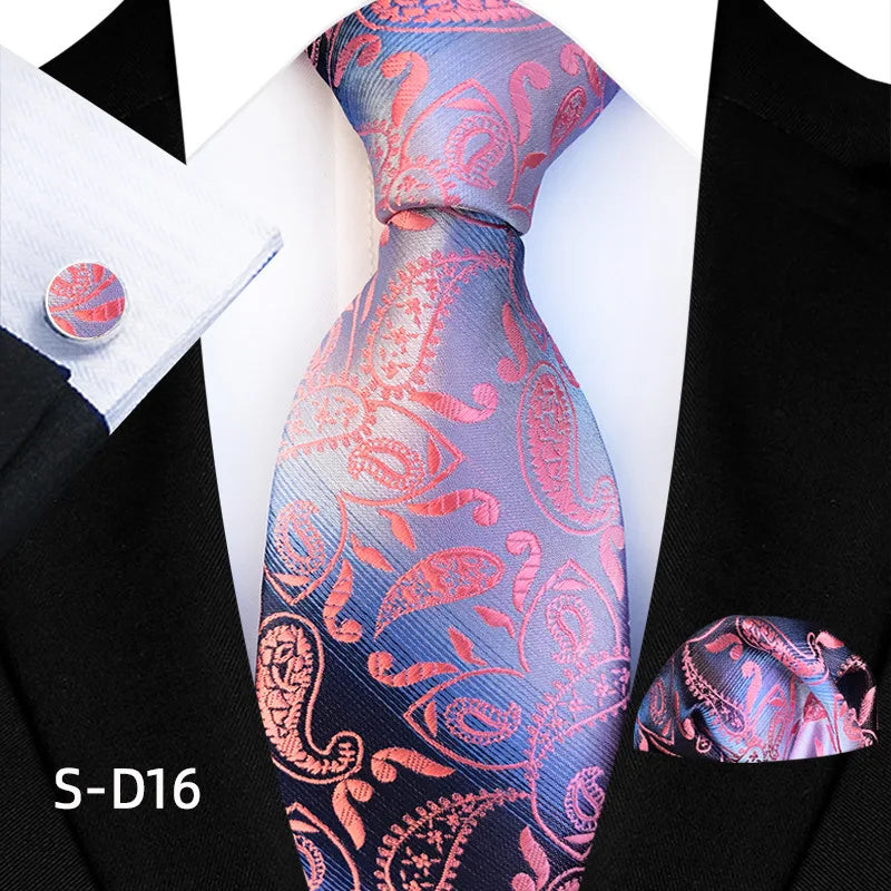 Flower Dot Ties For Men Luxury 8cm Wide Floral Wed Necktie Pocket Square Cufflinks Set Fashion For Men Party Wedding Gift