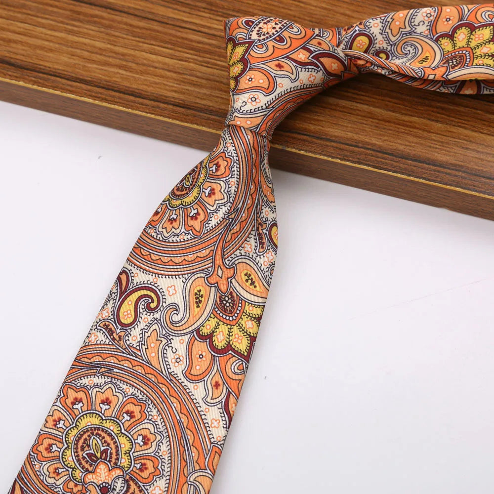 New 8CM Printing Ties For Men Necktie Paisley Floral Designer Scarf Tie For Groom Business Wedding Party