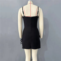 2026 New Arrival Women Spaghetti Strap Bandage Dress Luxury Rhinestones Diamond Club Party Mini Clothes