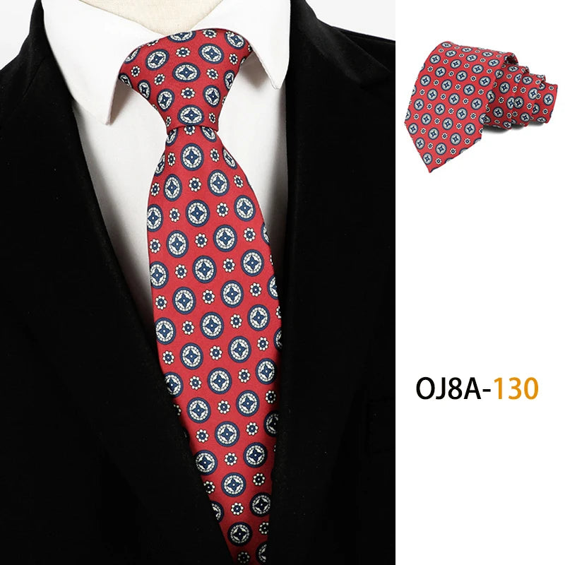 Fashion 8CM Mens Necktie Print Patterns Classic Neck Ties For Man Groom  Handfeel Polyester Necktie Business Wedding Accessories
