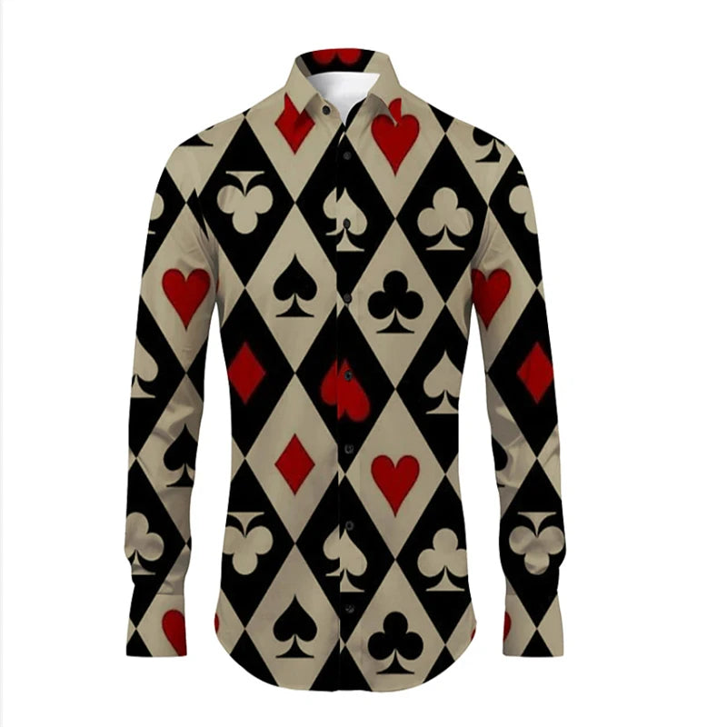 Men's shirt pattern shirt 3D printed shirt outdoor street long sleeved V-neck clothing fashion designer casual and comfortable