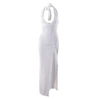 Sexy High-Purity Color V-Neck Long Split Dress Tight Fit Knee-Length New Arrival Women's Dress Empire Waistline Sleeveless