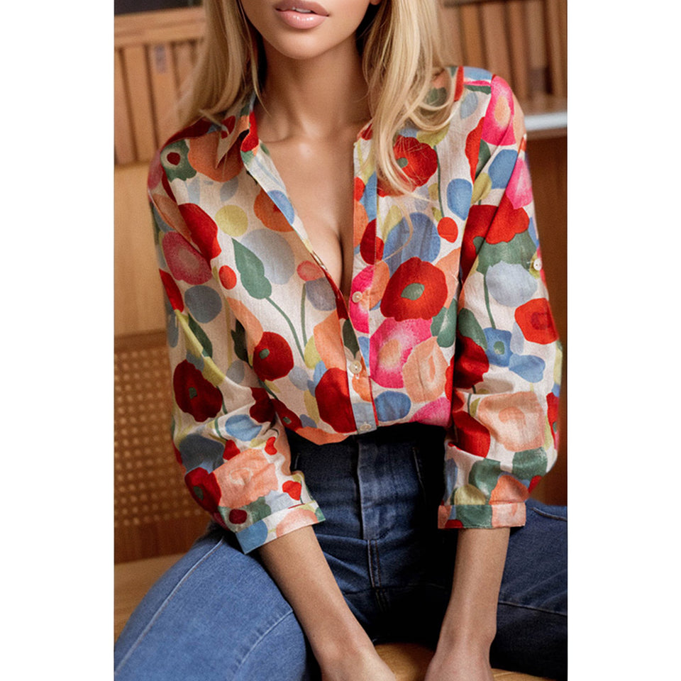 Long Sleeves Casual Thin Coat Fashion Florals Print