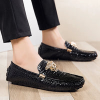 European Station Slip-On Lazy Beanie Shoes Men's Crocodile Pattern Men's Shoes 36 Small Size 48 Large Size New Casual Men's Leather Shoes