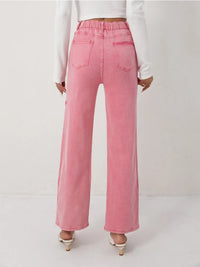 Women's Pink Jeans Star Print Flared High Waist Denim Trousers Stylish and Comfortable Outfit Option