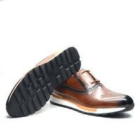 Men's Sneaker Shoes Genuine Cow Leather Oxford Brogue Luxury Designer 2-eyelet Lace-up Autumn Winter Daily Casual Shoes for Men