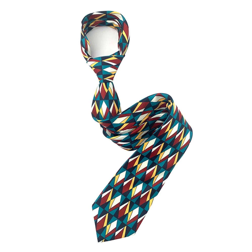 Men Tie 8cm Silk Tie For Man Luxury Vintage Design Print Necktie Cravat For Shirt Suit Wedding Party Stripe Cravats Silk Feeling